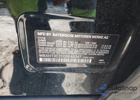 2016 BMW X1 xDrive28I from USA, damaged, VIN WBXHT3C31G5E48347